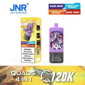 JNR Quads 120K – Mixed Berry + Blueberry Cherry Cranberry + Blueberry Sour Raspberry + Cherry Berry