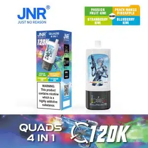 JNR Quads 120K – Passion Fruit Kiwi + Peach Mango Pineapple + Strawberry Kiwi + Blueberry Kiwi