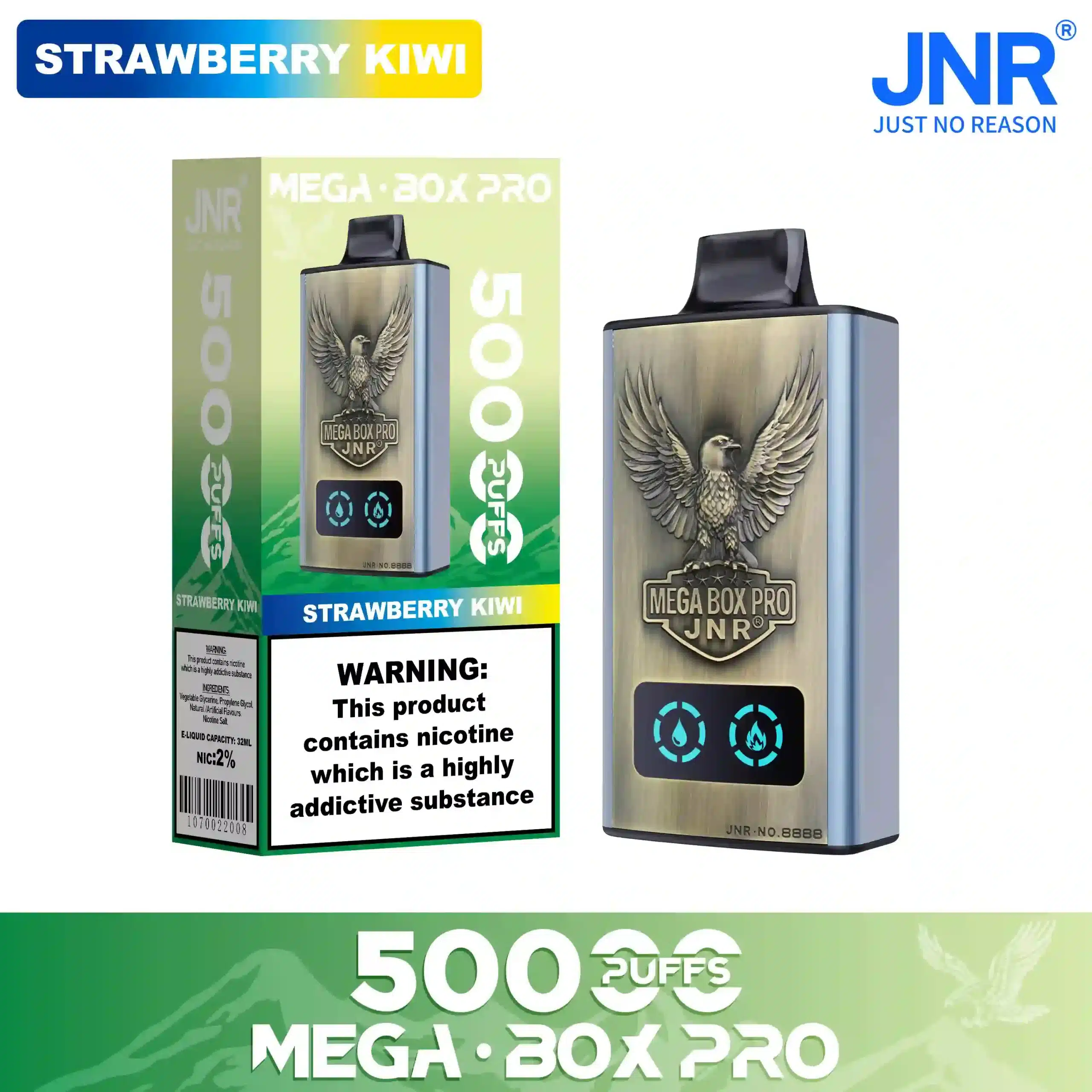 Strawberry Kiwi - JNR Puff Mega Box Pro 50K | 50000 Puffs Disposable Vape