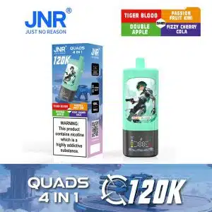 JNR Quads 120K – Tiger Blood + Passion Fruit Kiwi + Double Apple + Fizzy Cherry Cola