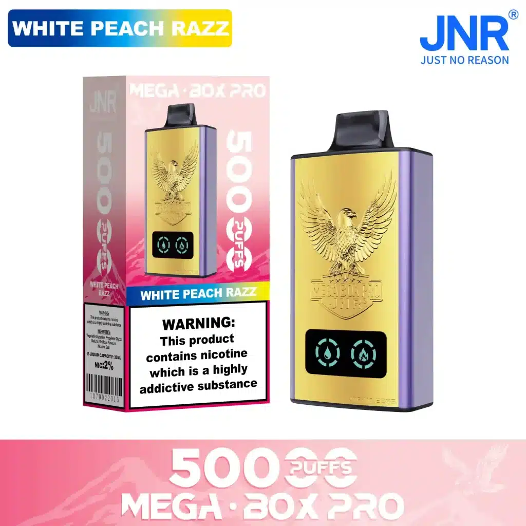 White Razz White Peach Razz - JNR Puff Mega Box Pro 50K | 50000 Puffs Disposable ...